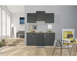 Flex-Well FLEX WELL Minikeuken Met Apparatuur Tiago Basaltgrijs Mat 150,5x60 Cm