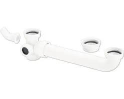 Dubbele Spoelbakafvoerring Met Hoogtecompensatiering 1.1/2" + WM-aansluiting 80-310 Mm