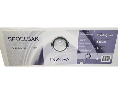 Opbouwspoelbak RVS Ø42 Cm Met Stop 2 Opbouwspoelbak RVS Ø42 Cm Met Stop - Afbeelding 2