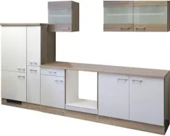 Flex-Well FLEX WELL Keukenblok Zonder Apparatuur Samoa Wit En Sonoma Eiken Mat 300x60 Cm