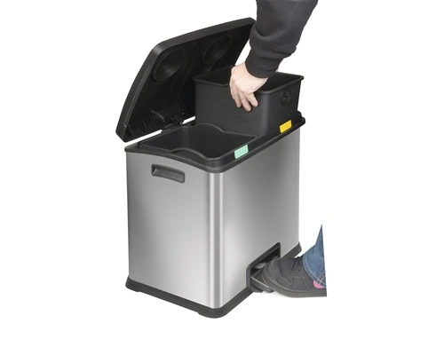 EKO Pedaalemmer Rejoice Recycling Mat RVS 2x12 L 4 EKO Pedaalemmer Rejoice Recycling Mat RVS 2x12 L - Afbeelding 4