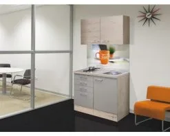 Flex-Well FLEX WELL Minikeuken Met Apparatuur Riva Kwartsiet Cubaniet En San Remo Licht Eiken Mat 100x60 Cm