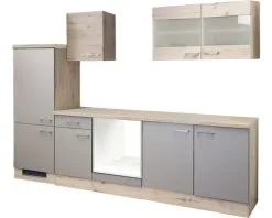 Flex-Well FLEX WELL Keukenblok Zonder Apparatuur Riva Kwartsiet Cubaniet En San Remo Eiken Licht Mat 270x60 Cm