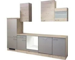 Flex-Well FLEX WELL Keukenblok Zonder Apparatuur Riva Kwartsiet Cubaniet En San Remo Eiken Licht Mat 280x60 Cm