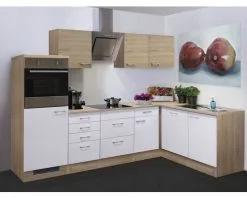 Flex-Well FLEX WELL Hoekkeuken Met Apparatuur Samoa Wit Sonoma Eiken Mat 280x170 Cm