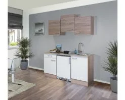 Flex-Well FLEX WELL Minikeuken Met Apparatuur Samoa Wit En Sonoma Eiken Mat 150,5x60 Cm