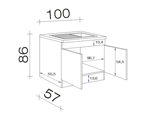 Flex-Well FLEX WELL Spoelblok Focus 100x86x60 Cm 2 Flex-Well FLEX WELL Spoelblok Focus 100x86x60 Cm - Afbeelding 2